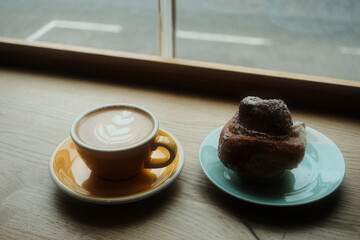 Delicious Coffee and Cinnamon Bun