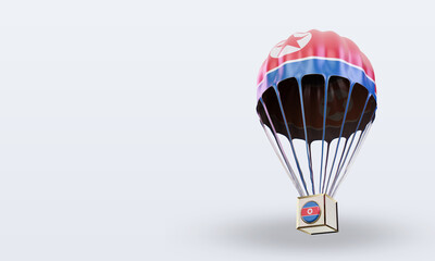 3d parachute North Korea flag rendering right view