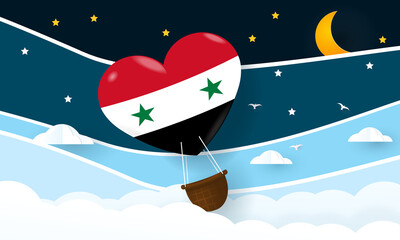 Heart air balloon with Flag of Syria for independence day or something similar 