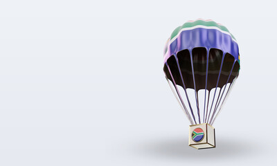 3d parachute South Africa flag rendering right view