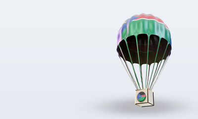 3d parachute South Sudan flag rendering right view