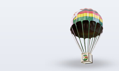 3d parachute Zimbabwe flag rendering right view