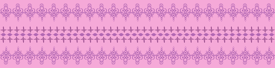 Seamless pattern on 4 x 1 format - horizontal banner, ribbon, braiss. Design element