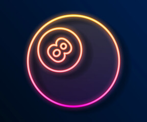 Glowing neon line Billiard pool snooker ball with number 8 icon isolated on black background. Vector
