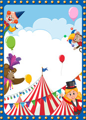 Circus poster background with cartoon character