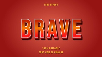 3d Gradient Red Orange Word Brave Editable Text Effect Design Template