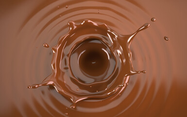 Liquid chocolate crown splash. Top view.