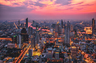 Bangkok night view - obrazy, fototapety, plakaty