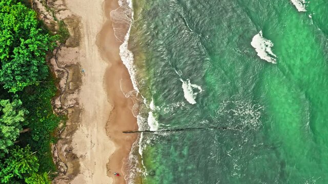Breathtaking blue waves on Batlic sea. Vacation at the seaside.