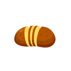 Sliced Potatoes. Natural farm ingredient. Flat Illustration. Piece of brown root vegetable