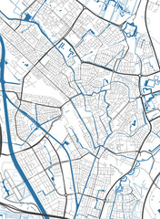 Vector map of Utrecht, Netherlands, State of Netherlands. Street map art poster illustration.