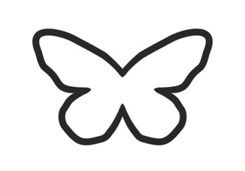 Butterfly - black lines shape on white background