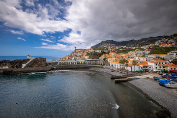 Fototapeta premium A small port with colorful boats in Madeira.