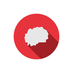 Map of Macedonia on red circle with long shadow