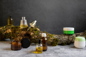 Fototapeta na wymiar Essential oils for aromatherapy, eco natural cosmetics concept