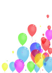 Red Confetti Background White Vector. Balloon Light Card. Purple Concept. Green Baloon. Air Love Illustration.