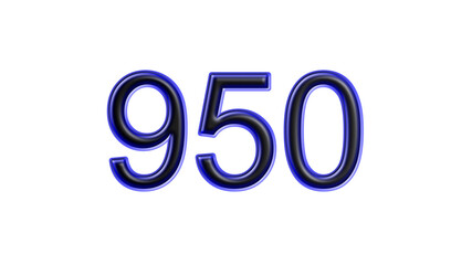 blue 950 number 3d effect white background