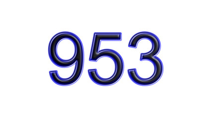 blue 953 number 3d effect white background
