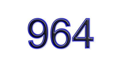 blue 964 number 3d effect white background