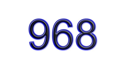 blue 968 number 3d effect white background