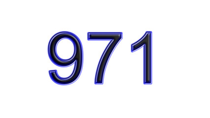 blue 971 number 3d effect white background