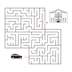 Educational  a mathematical logic game.
Maze game for kids.Find right way то houme. Isolated simple square maze on white background. 