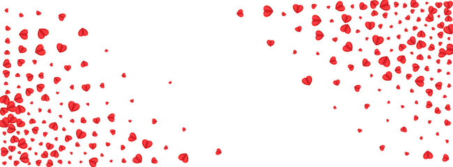 Red Heart Background White Vector. Sweetheart Illustration Confetti. Fond Random Texture. Tender Heart Color Pattern. Pink Cute Frame.