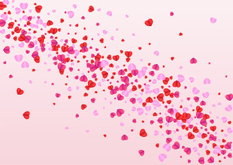 Fototapeta na wymiar Red Confetti Background Pink Vector. Abstract Pattern Heart. Fond Isolated Texture. Lilac Confetti February Frame. Tender Celebration Backdrop.