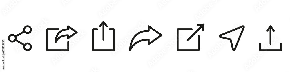 Poster share link button for social media line icon. arrows symbol share link for web site outline icon. se