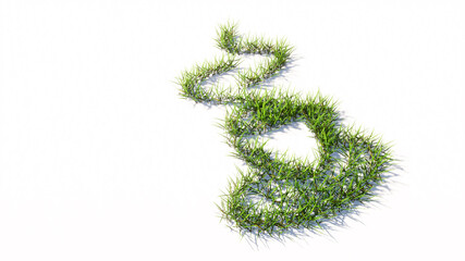 Concept or conceptual green summer lawn grass symbol isolated white background, sign of a hot cup of coffee, cappuccino or espresso. 3d illustration metaphor for morning, restaurant, break or energy
