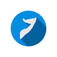 Map of Somalia on Blue circle with long shadow