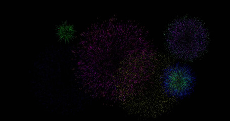 Image of colourful fireworks exploding on black background