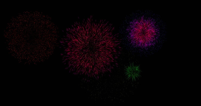 Image of colourful fireworks exploding on black background