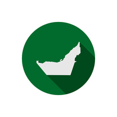 Map of UAE on green circle with long shadow