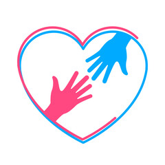 Helping hand vector illustration heart logo icon clipart
