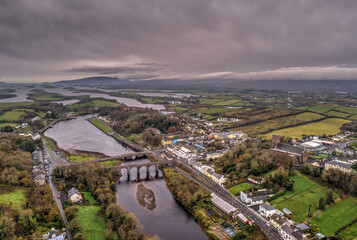 Newport Town Co. Mayo Ireland from above Drone Footage 