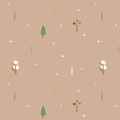 Vector winter pattern. Pattern with winter trees for gifts. Pattern for postcards and invintation. 
