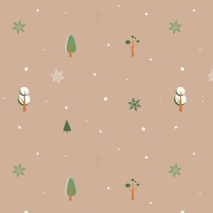 Vector winter pattern. Pattern with winter trees for gifts. Pattern for postcards.