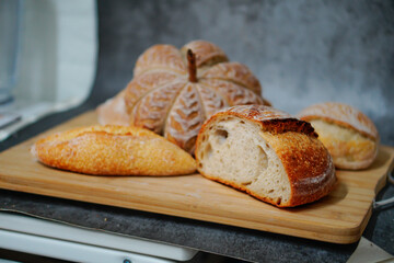Homemade sourdough bread food photography recipe idea                 