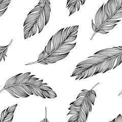 Vector feather pattern. Hand drawn illustration. Vector 10 EPS. © ARTSTOK
