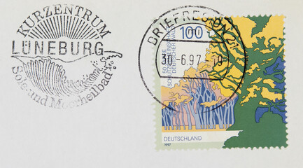 briefmarke stamp vintage retro alt old used gebraucht gesgtempelt cancel papier paper slogan...