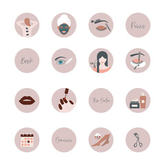 Beauty salon social media highlight cover, beauty related icons