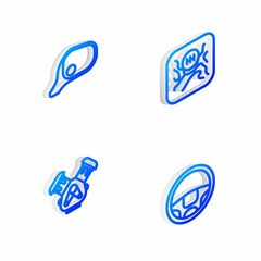 Set Isometric line Gear shifter, Car mirror, engine and Steering wheel icon. Vector