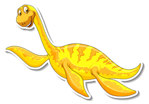 Elasmosaurus dinosaur cartoon character sticker