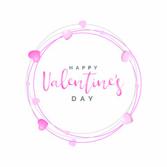 Happy Valentines Day Realistic Wreath with Text Vector Illustration