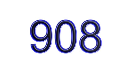 blue 908 number 3d effect white background