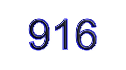 blue 916 number 3d effect white background