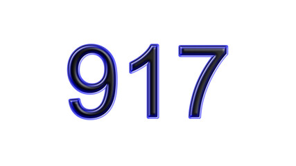 blue 917 number 3d effect white background