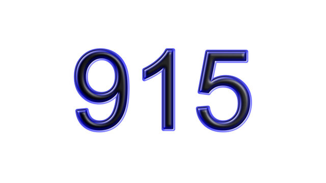 blue 915 number 3d effect white background