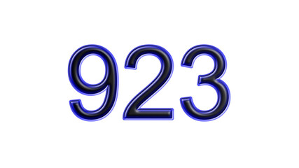 blue 923 number 3d effect white background